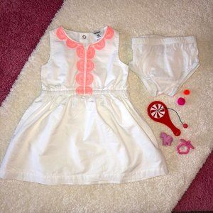 Carter's White w/ Coral Sleeveless Dress in 18M